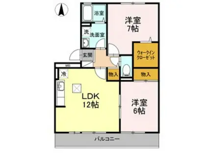 セジュール田中(2LDK/1階)の間取り写真