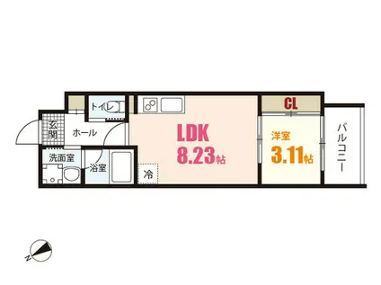 YELLSTAGE長束ウエスト(1LDK/4階)の間取り写真