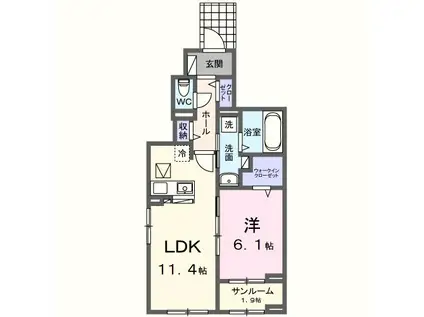 シャルマン酒門III(1LDK/1階)の間取り写真