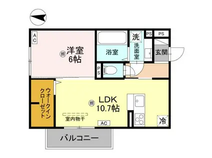 D-REGALO日光N(1LDK/2階)の間取り写真