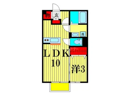 クロスクローバーII(1LDK/1階)の間取り写真