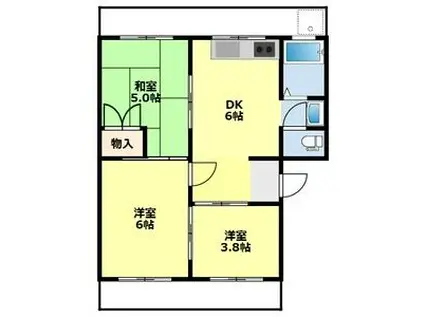 ベルハイム明大寺(3DK/4階)の間取り写真