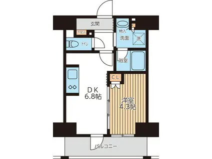 シティラックストベ(1DK/8階)の間取り写真