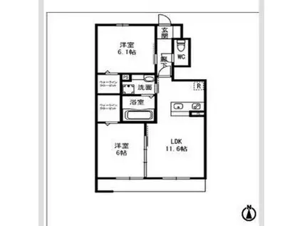 クレストガーデンA(2LDK/1階)の間取り写真
