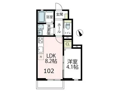 TETO-LATTE I(1LDK/1階)の間取り写真