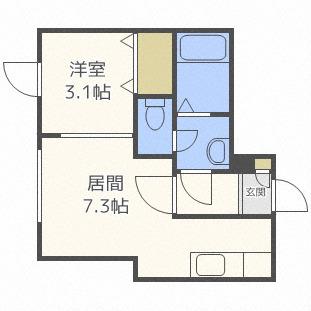トレジャーキャッスル伍番館(1LDK/2階)の間取り写真