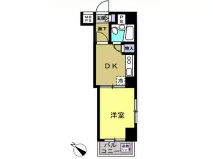 パシフィックパレス池之端(1DK/2階)の間取り写真