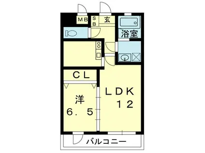 エリシオン保田窪(1LDK/3階)の間取り写真