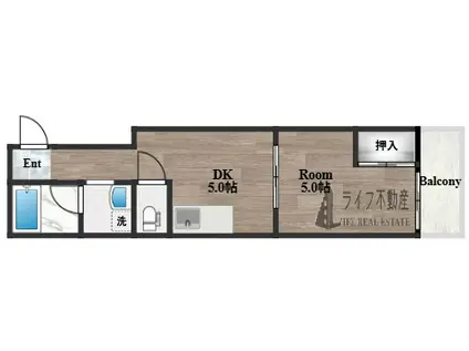 岡本マンション(1DK/2階)の間取り写真