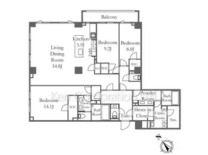 THE UPPER HOUSE SHIROKANE(3LDK/2階)の間取り写真