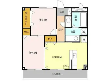 森甚 D棟(2LDK/1階)の間取り写真