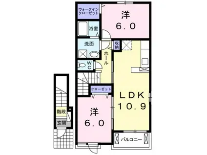 ブルーベリー(2LDK/2階)の間取り写真