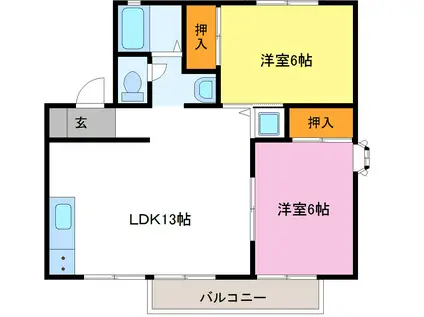 セジュールつかさB(2LDK/1階)の間取り写真