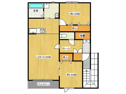 スピカII(2LDK/2階)の間取り写真