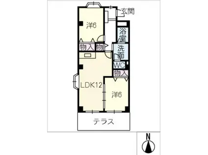 シャトー原市(2LDK/1階)の間取り写真