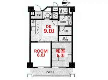 コート上大岡(2DK/3階)の間取り写真