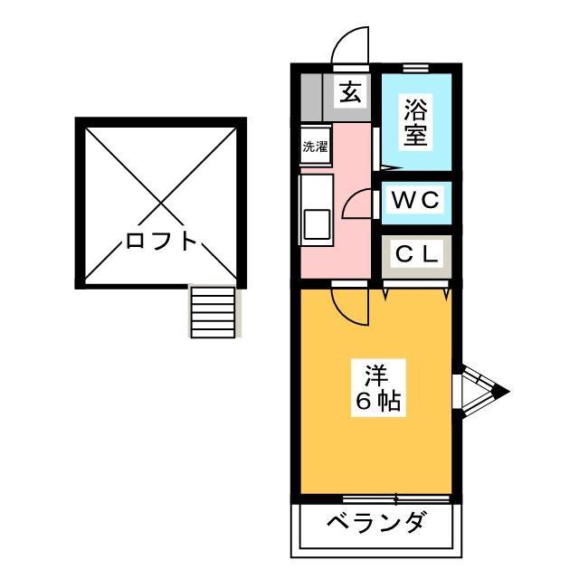 サンカレッジ六会(1K/2階)の間取り写真