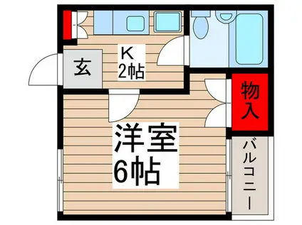 サニーライフ市川(1K/2階)の間取り写真
