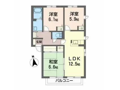 グランドステージ ヒロ(3LDK/2階)の間取り写真