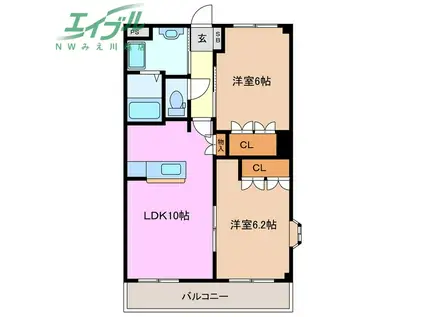 ルーラルパレス(2LDK/2階)の間取り写真