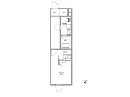 アバロン上尾原市 /新 築 駅6分料0(1K/1階)の間取り写真