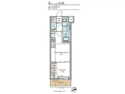 ルミナスつつじヶ丘(1LDK/3階)の間取り写真