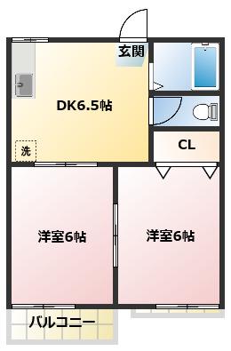 フォーブル中野(2DK/2階)の間取り写真