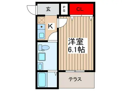 グランヴィラ七里(1K/1階)の間取り写真