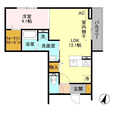 セジュール小張木(1LDK/3階)の間取り写真