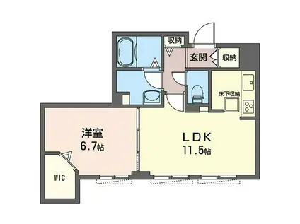 アミティエ高田西(1LDK/1階)の間取り写真