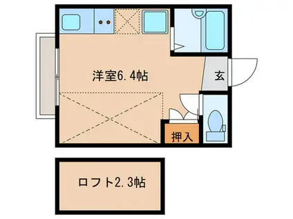 グリーンリーフ上池田(ワンルーム/2階)の間取り写真