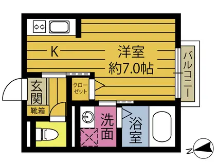 Tフォレスト市浜(ワンルーム/1階)の間取り写真