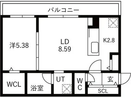 VILLAGE KOTONIヴィレッジ琴似(1LDK/4階)の間取り写真