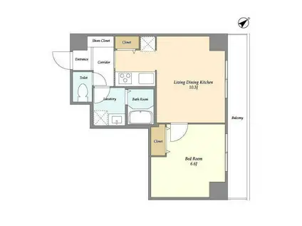 ドゥーエ上野池之端(1LDK/4階)の間取り写真