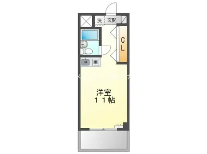 ユトリロつつじが丘(ワンルーム/3階)の間取り写真