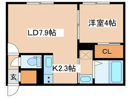プレシェルト麻生(1LDK/2階)の間取り写真
