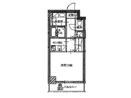エスーフォート八王子堀之内(1K/3階)の間取り写真