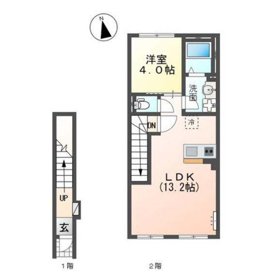マンションアーク参番館(1LDK/2階)の間取り写真