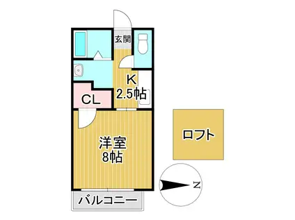 グレイス篠山(1K/2階)の間取り写真