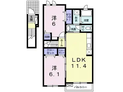 ブライトヒルズMA(2LDK/2階)の間取り写真