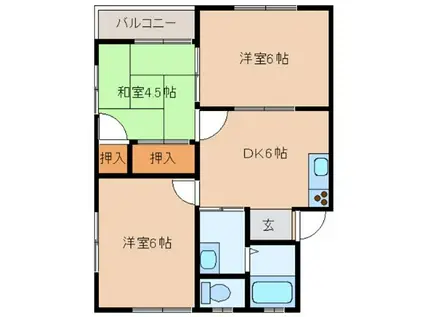 ベルブランチ(3DK/2階)の間取り写真