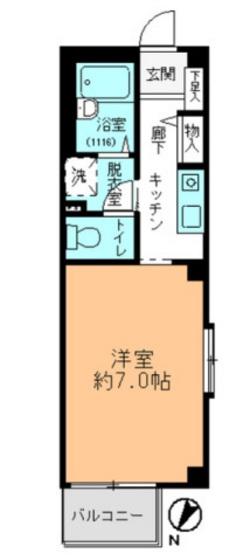 フォブール長楽寺(1K/2階)の間取り写真