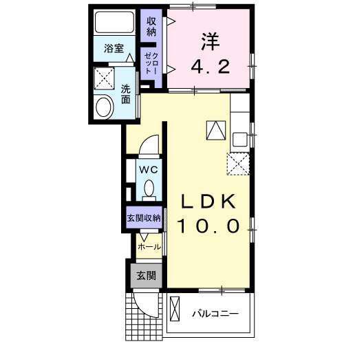ソレイユ(1LDK/1階)の間取り写真