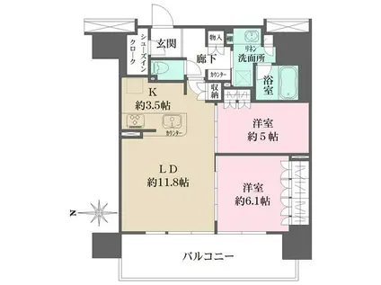 リニアゲートタワー名古屋(2LDK/9階)の間取り写真