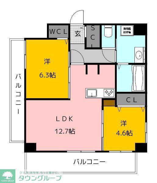 MODERN ASPIRATION 博多 CREST(2LDK/6階)の間取り写真
