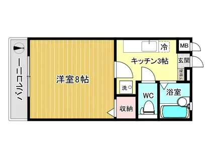 ピアレス七隈(1K/2階)の間取り写真