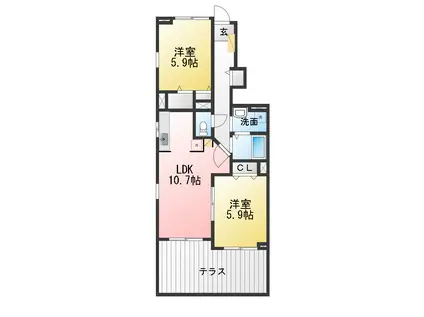 HAPPY DREAM長泉C(2LDK/1階)の間取り写真