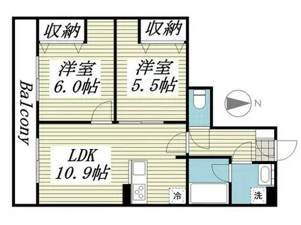 スカイタウンR(2LDK/3階)の間取り写真