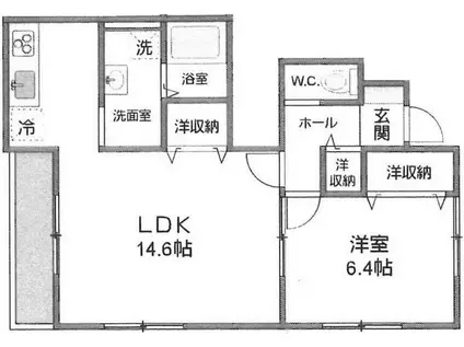 MMヴィラージュIV(1LDK/1階)の間取り写真