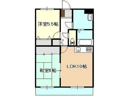 コンドミニアムリベロ三日月(2LDK/2階)の間取り写真